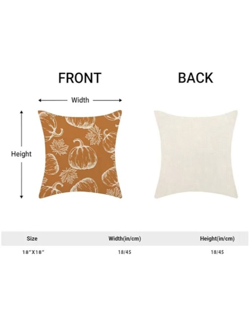 2/$20 Autumn Pumpkin and Leaf Print Fall Throw Pillow Covers - Picture 3 of 7